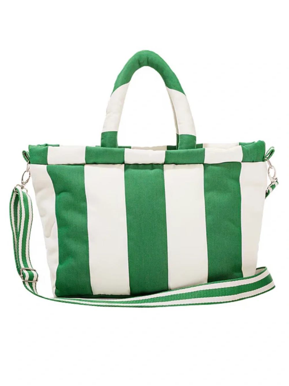 Business & Pleasure Green & White Striped Cooler Tote with Detachable Strap